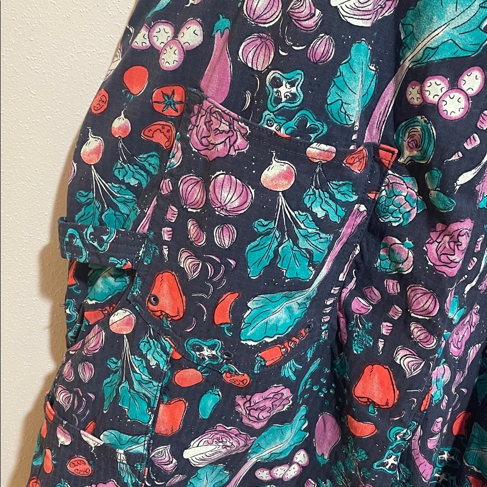 🥕 RARE PRINT 🍅 Duluth Trading Co Heirloom Gardening Overall Shorts💖 - Picture 14 of 14